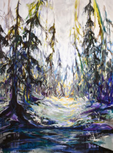 Sparkling Light, Forest in Springtime, Acrylic, 48x36