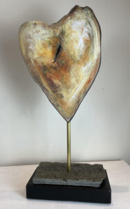 A Golden Heart. Wood, Paint, Stone, Brass 23.75x10.75x5.75 by J.Jarville