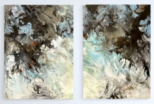 Thin Ice 1 acrylic diptych by Jeanette Jarville